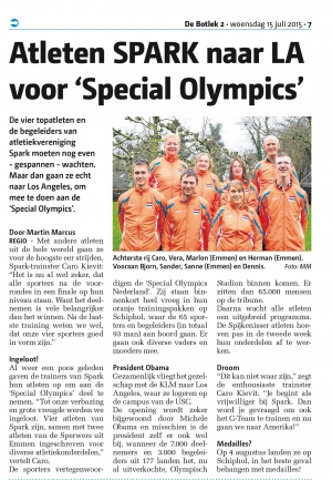 Atleten SPARK naar LA voor ‘Special Olympics’